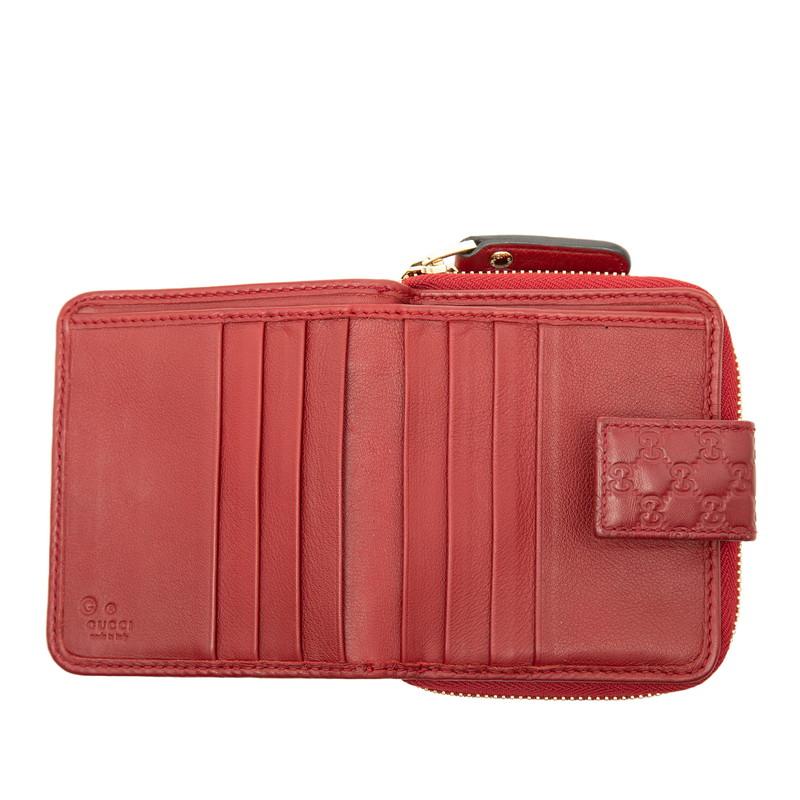 GUCCI グッチ マイクロシマ 二つ折り財布 レッド レディース GUCCI 財布 マイクログッチシマ 二つ折り財布 レッド