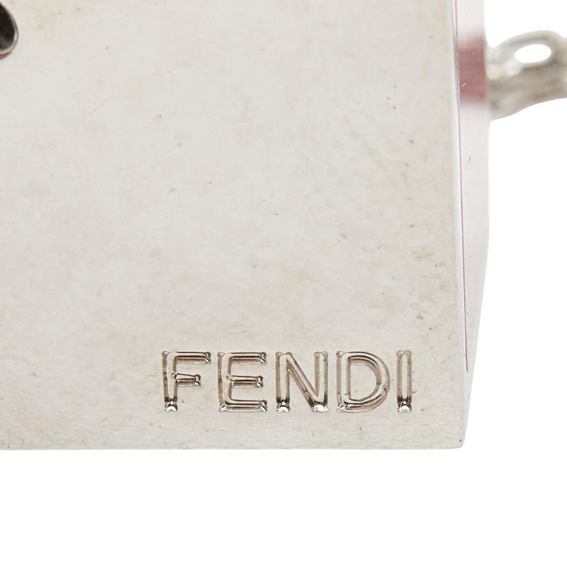 FENDI（フェンディ） ロゴ キューブ ネックレス シルバー ピンク 