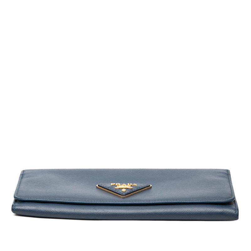 PRADA（プラダ） 三角ロゴプレート 二つ折り 長財布 1MH132 ネイビー