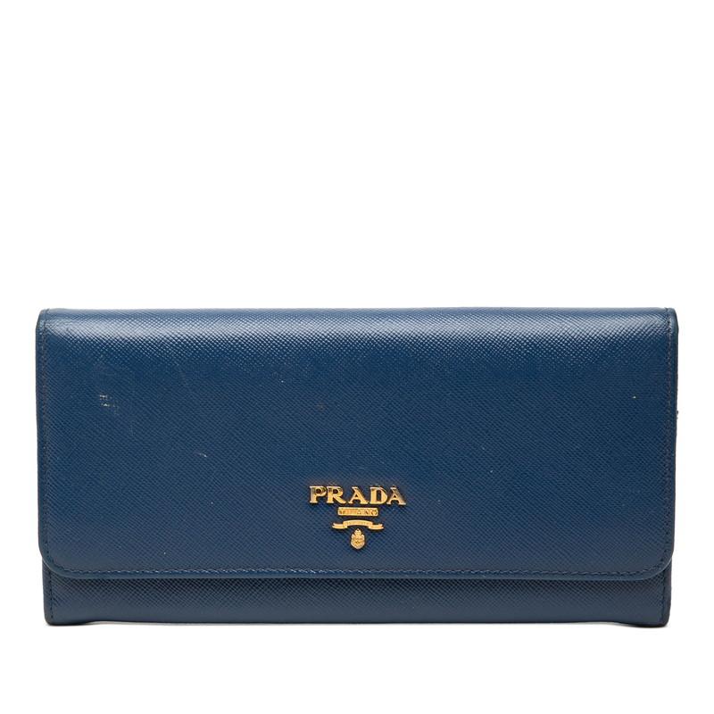 PRADA（プラダ） 二つ折り 長財布 1M1132 ブルー サフィアーノレザー