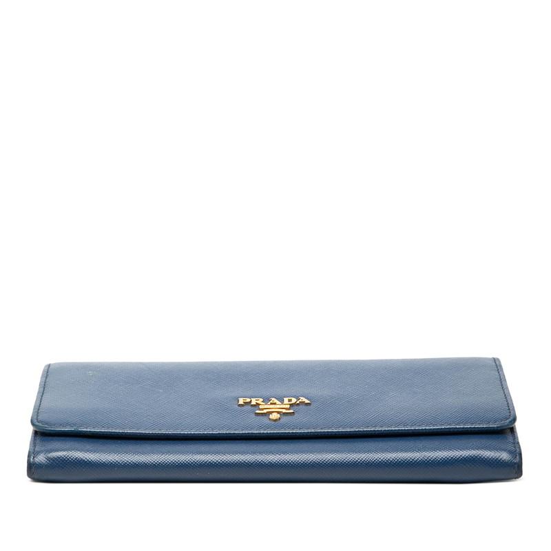 PRADA（プラダ） 二つ折り 長財布 1M1132 ブルー サフィアーノレザー