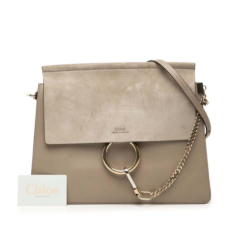 【極美品】クロエ フェイ スエード　ショルダーバッグ　グレージュ Chloe（クロエ） フェイ Faye 斜め掛け ショルダーバッグ グレージュ