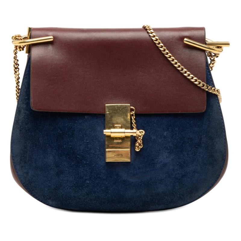 Chloe（クロエ） ドリュー チェーン ショルダーバッグ ブルー ブラウン