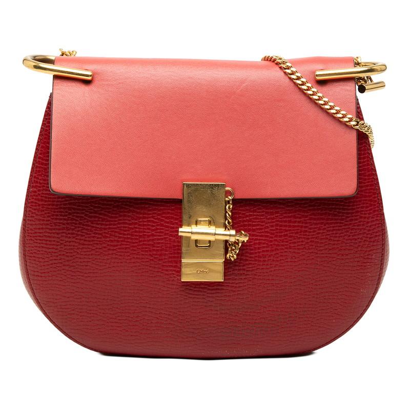 【美品】Chloé クロエ　Drewドリュー　ショルダーバッグ レッド Chloe（クロエ） ドリュー 斜め掛け チェーン ショルダーバッグ レッド