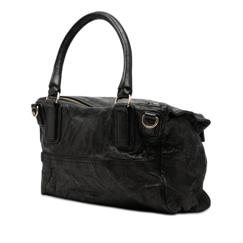 良品 GIVENCHY パンドラ 2way ショルダーバッグ シワ加工 黒 革 ジバンシー パンドラ シワ加工 ハンドバッグ ショルダーバッグ 2WAY