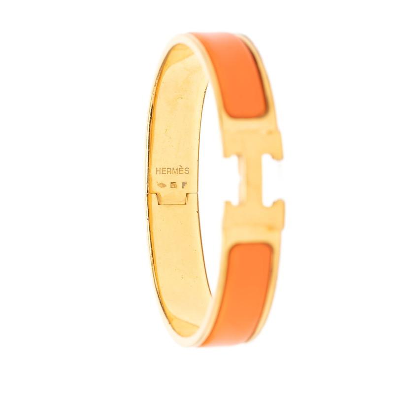 HERMES オレンジ バングル　クリックH エナメルブレスレット HERMES（エルメス） クリックH PM ブレスレット バングル ゴールド