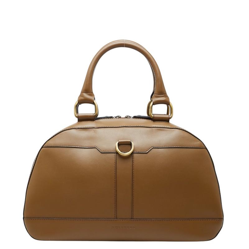 未使用級✨バーバリー ノバチェック ハンドバッグ ダークブラウン レザー BURBERRY（バーバリー） ノバチェック ハンドバッグ ブラウン レザー