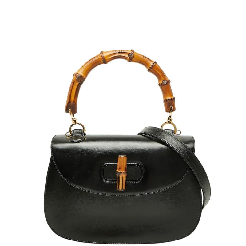 【最終値下げです・美品】GUCCI　バンブー 2WAY ハンドバッグ ブラック GUCCI（グッチ） バンブー ハンドバッグ ショルダーバッグ 2WAY 000