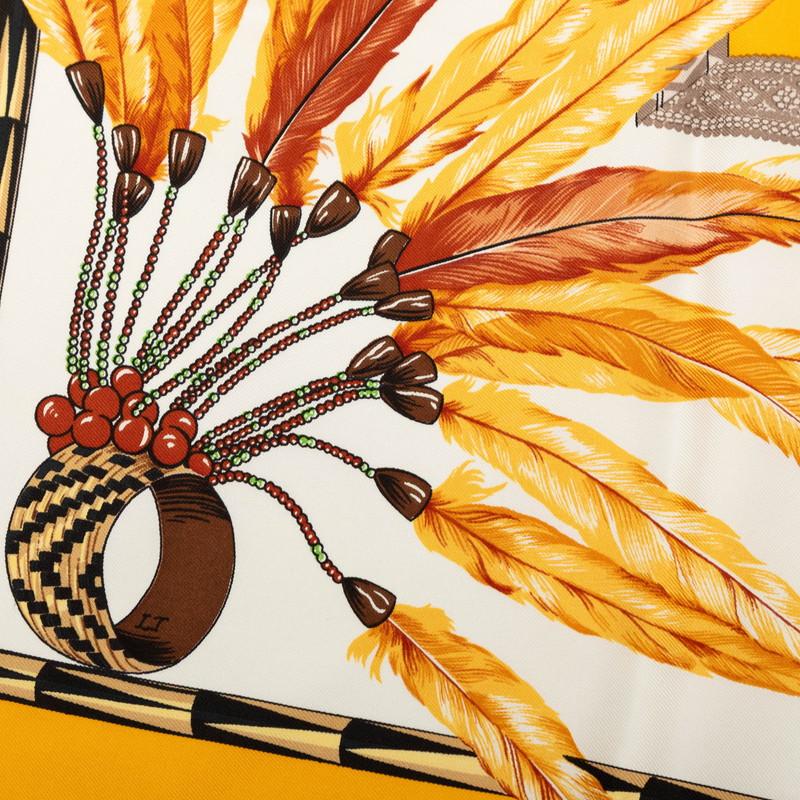 a17【美品】HERMESエルメス カレ90 BRAZIL ブラジル イエロー系 HERMES（エルメス） カレ90 ブラジル BRAZIL スカーフ イエロー系