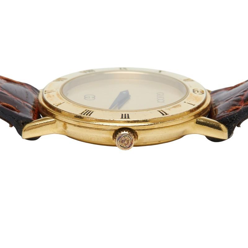 GUCCI（グッチ） 腕時計 3000 クオーツ ゴールド文字盤 メッキ レザー