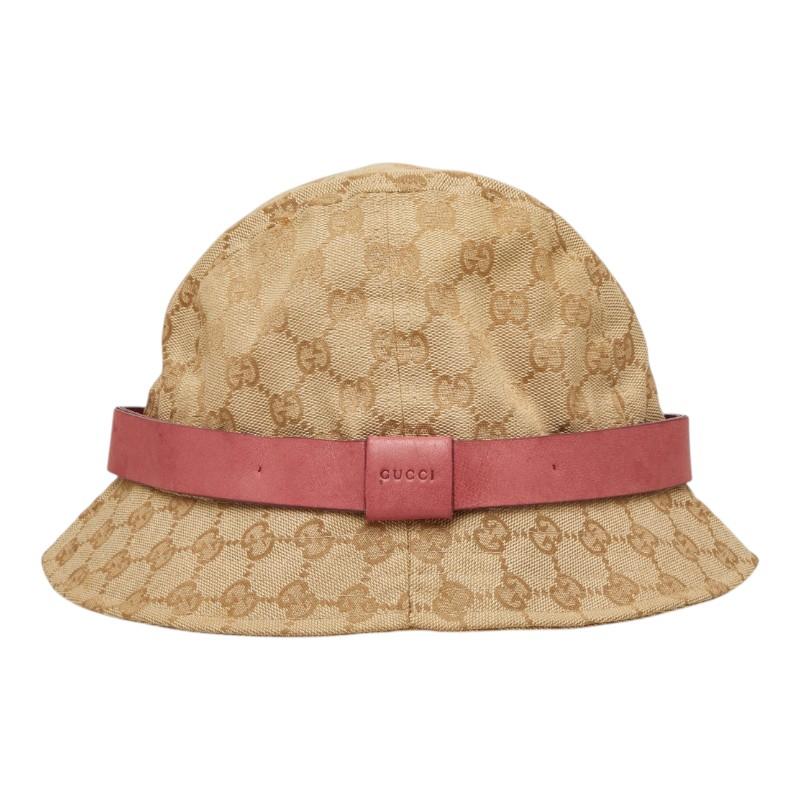 GUCCI グッチ バケットハット GG柄 ピンク 鑑定済み レア M GUCCI（グッチ） GGキャンバス バケットハット ハット ベージュ ピンク