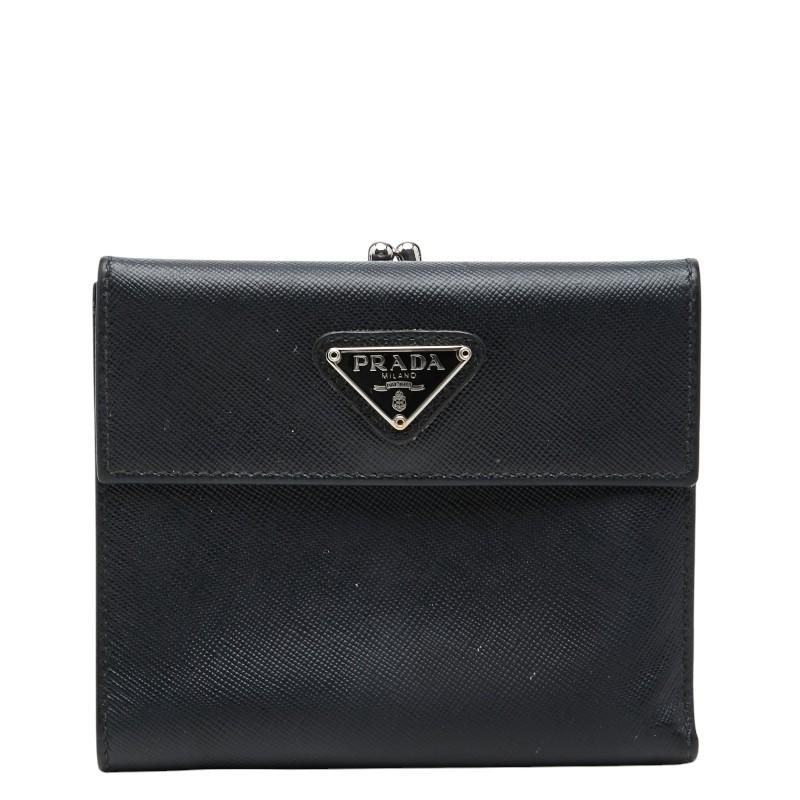 PRADA（プラダ） 三角ロゴプレート サフィアーノ がま口 ニつ折り財布