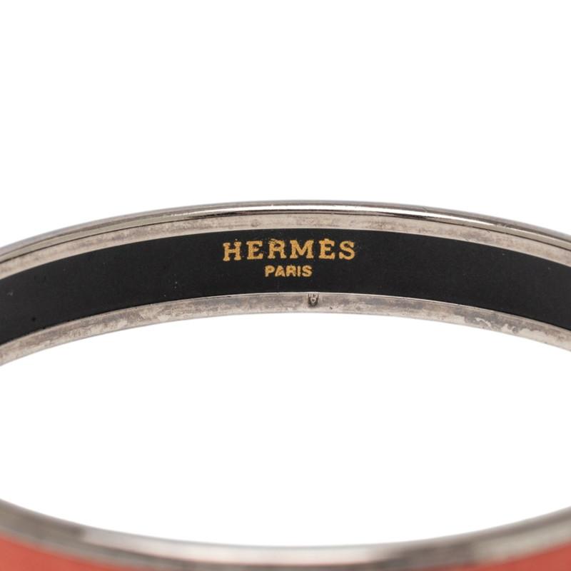 【美品】エルメス　HERMES エマイユ　バングル　七宝焼き　シルバー HERMES（エルメス） エマイユPM 七宝焼き バングル シルバー オレンジ