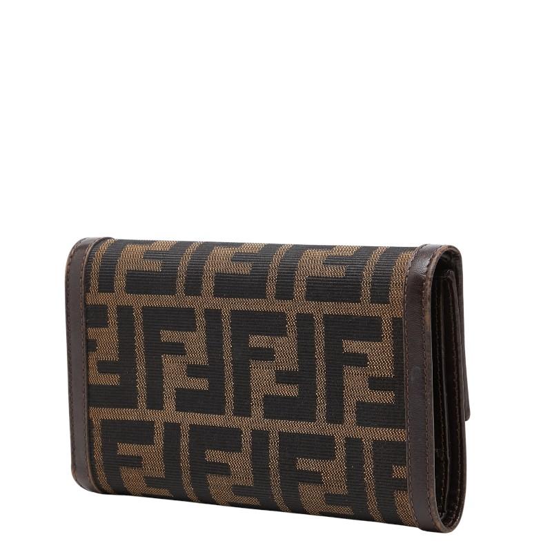 FENDI（フェンディ） ズッカ 三つ折り財布 ブラウン ブラック