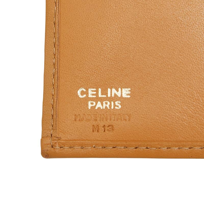 CELINE（セリーヌ） マカダム がま口 二つ折り財布 ブラウン ゴールド