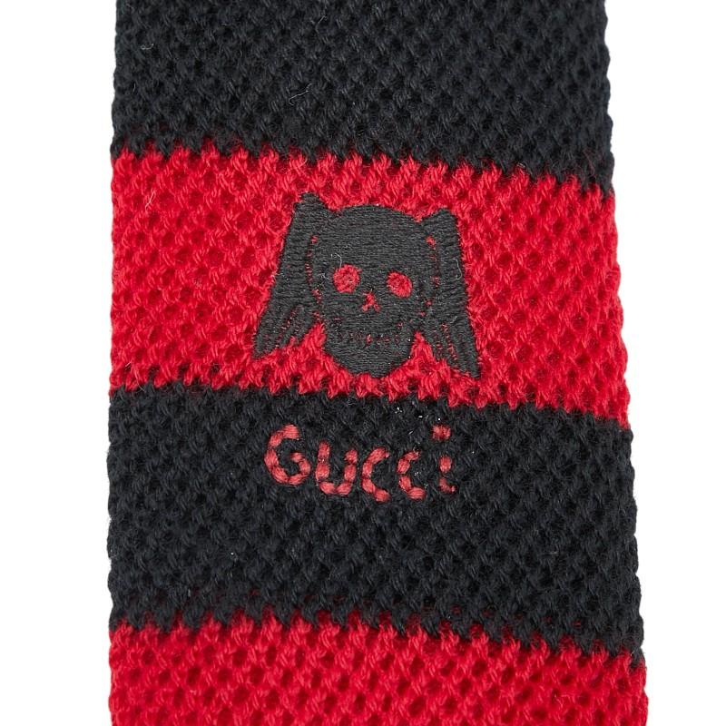 Gucci ボーダーニット GUCCI（グッチ） ボーダー ニット ネクタイ レッド ブラック ウール