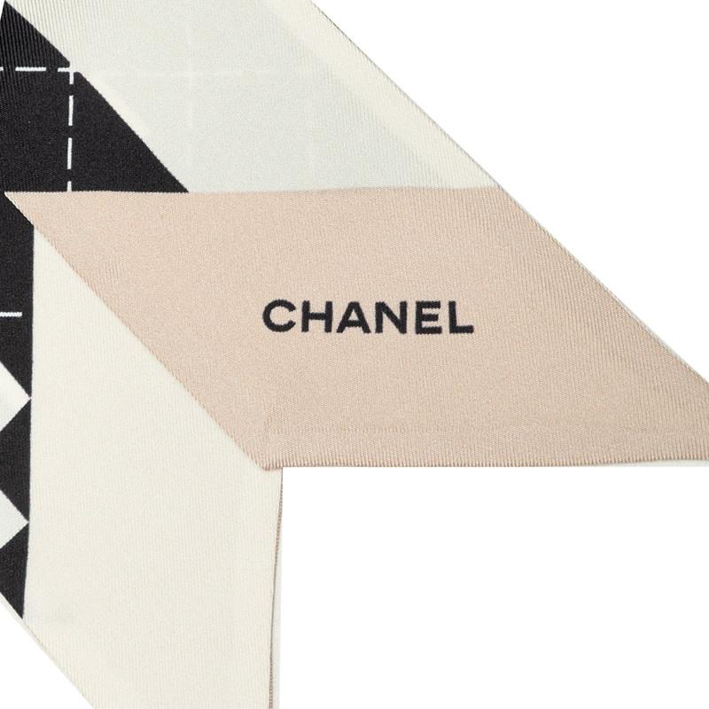 CHANEL（シャネル） ココマーク スカーフ ブラック ホワイト シルク