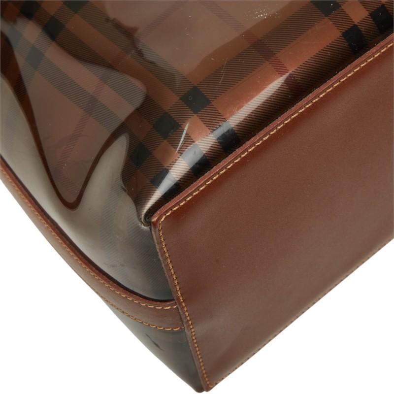 Burberry バーバリー　ノバチェック トートバッグ　PVC×レザーブラウン BURBERRY（バーバリー） ノバチェック ビニールトートバッグ ブラウン