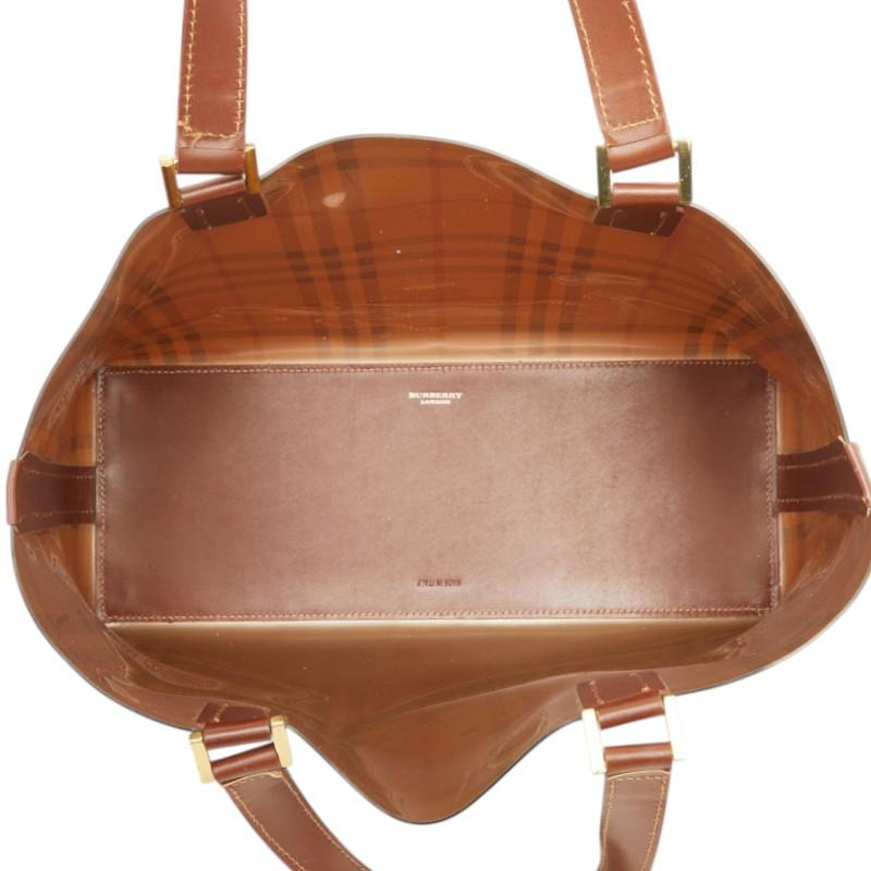 Burberry バーバリー　ノバチェック トートバッグ　PVC×レザーブラウン BURBERRY（バーバリー） ノバチェック ビニールトートバッグ ブラウン