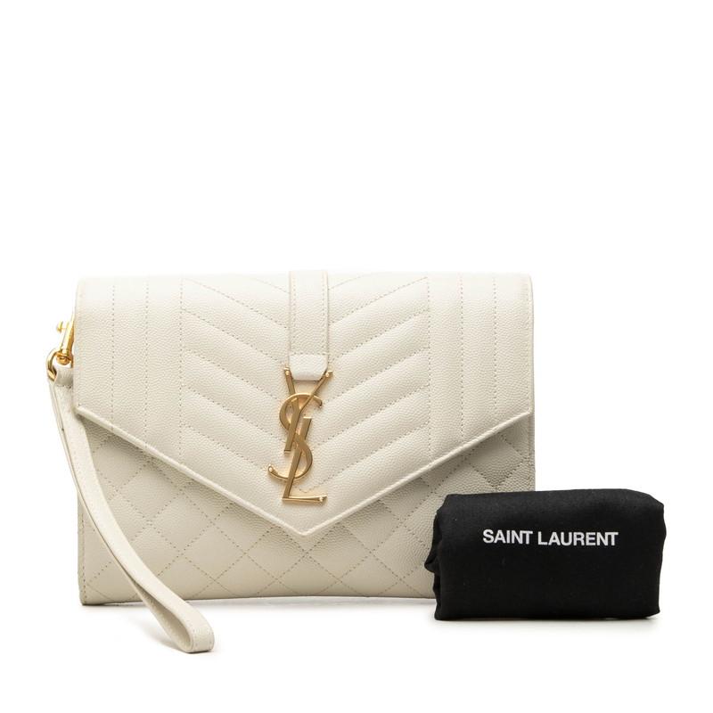 y*5様  ホワイト クラッチバッグ　イヴ・サンローラン Yves Saint Laurent（イヴ・サンローラン） サンローラン YSLロゴ