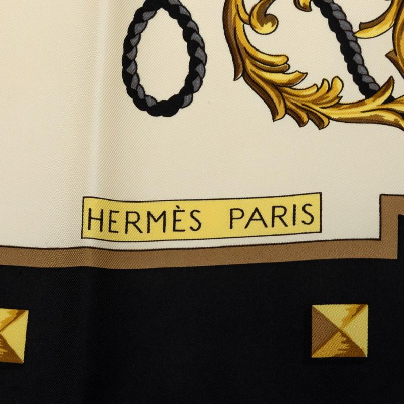HERMES（エルメス） カレ90 LES CLES 鍵 スカーフ ブラック ホワイト