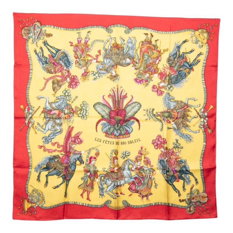 【TK】未使用 エルメス スカーフ カレ90 太陽王の祝典 赤 レッド HERMES（エルメス） カレ90 LES F〓TES DU ROI SOLEIL 太陽王の祝典