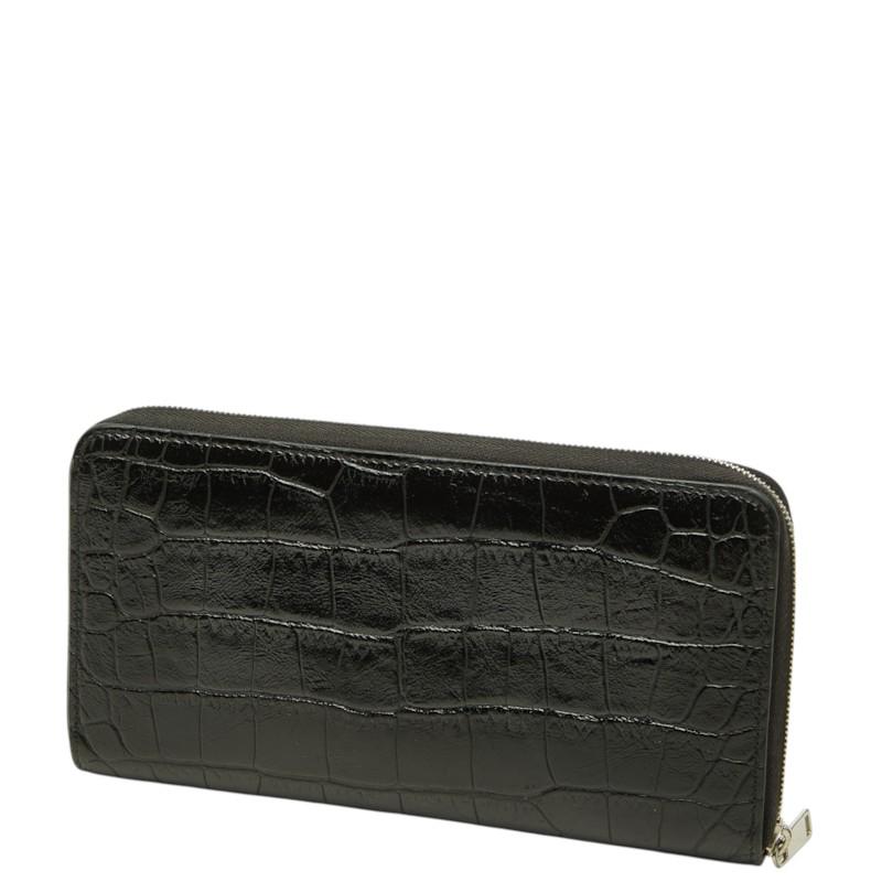 じん　CELINE 長財布 クロコ型押し ブラック CELINE（セリーヌ） クロコ型押し ラウンドファスナー 長財布 ブラック