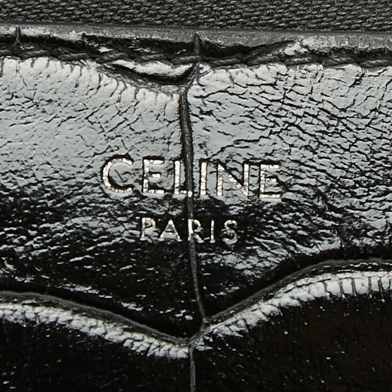 CELINE（セリーヌ） クロコ型押し ラウンドファスナー 長財布 ブラック
