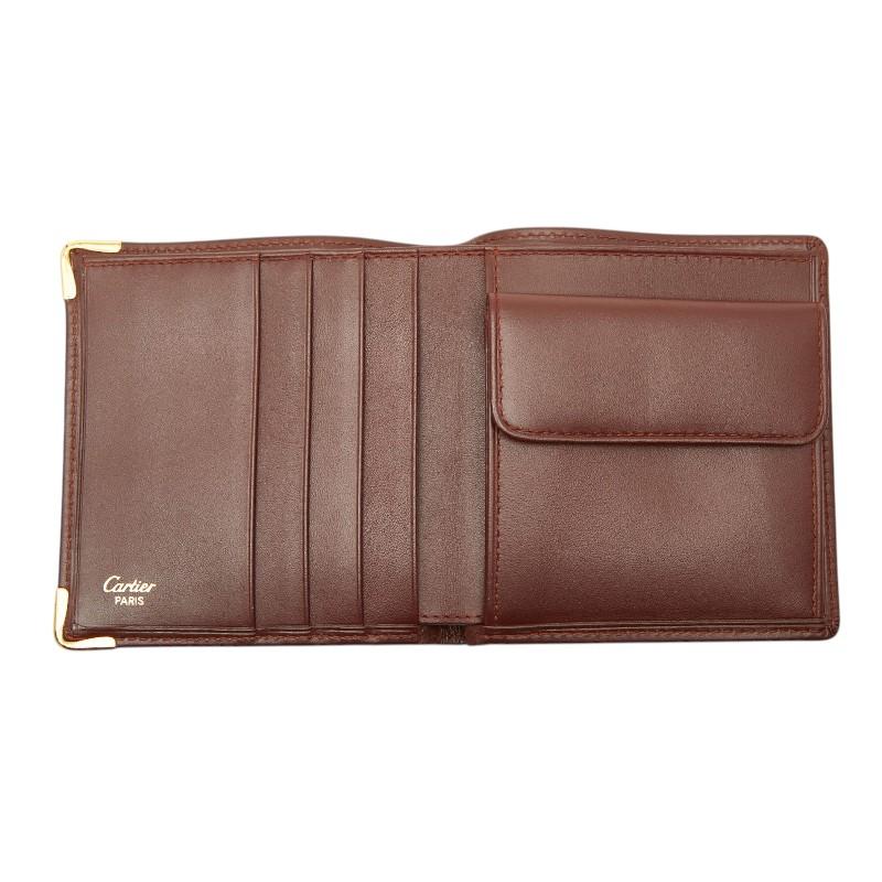【Cartier】カルティエ 二つ折り財布 マストライン レザー ワインレッド. Cartier（カルティエ） マストライン 二つ折り財布 ボルドー ワイン