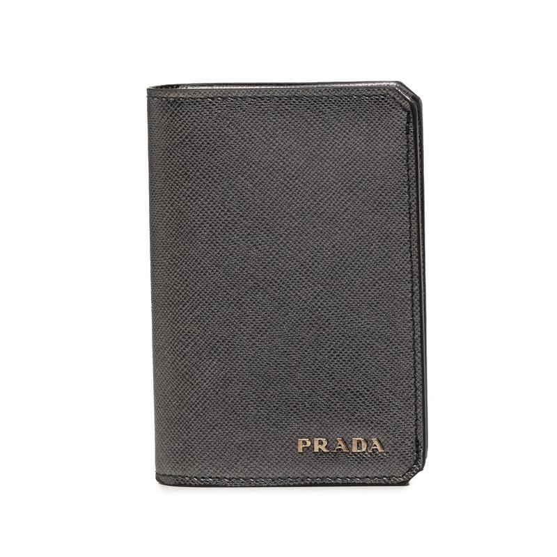 PRADA（プラダ） ロゴ カードケース 名刺入れ シルバー サフィアーノ