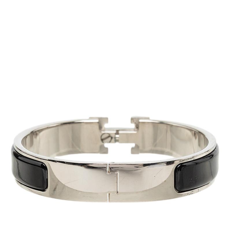 HERMES Hバングル ブレスレット ブラック シルバー HERMES（エルメス） クリックH PM ブレスレット バングル シルバー