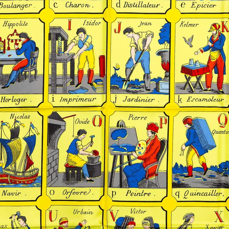 ★HERMES　カレ90　仕事のいろは　シルクスカーフ　職業アルファベット HERMES（エルメス） カレ90 L'ALPHABET DES METIERS 仕事のいろは