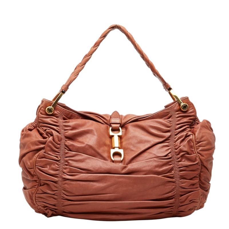 BALLY CARYNE レザー ギャザーバッグ Bally（バリー） ギャザー 編み込み ワンショルダーバッグ