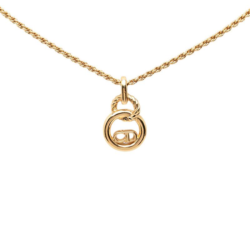 Dior ゴールド ダブルチェーン ネックレス ディオール ダブルサークル CDロゴ チェーン ネックレス ペンダント