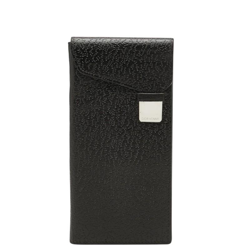 Dior ブラック レザー 長財布 ディオール オム 縦型 ロングウォレット 長財布 ブラック レザー