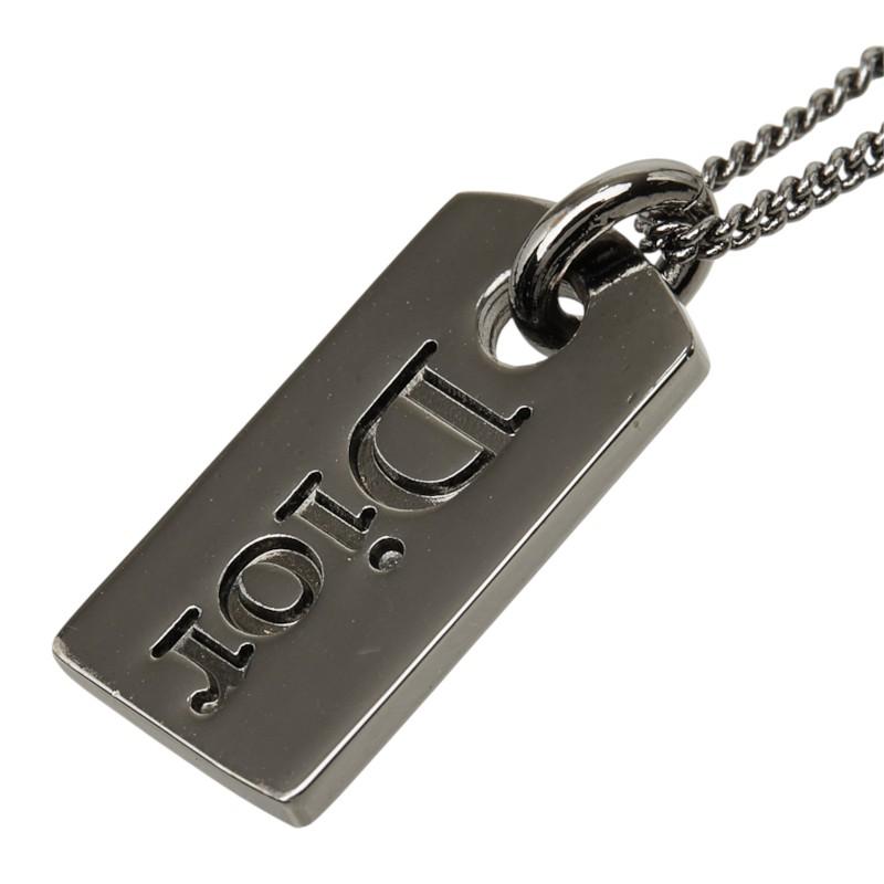 ディオール ロゴプレート ネックレス シルバー メタル レディース Dior