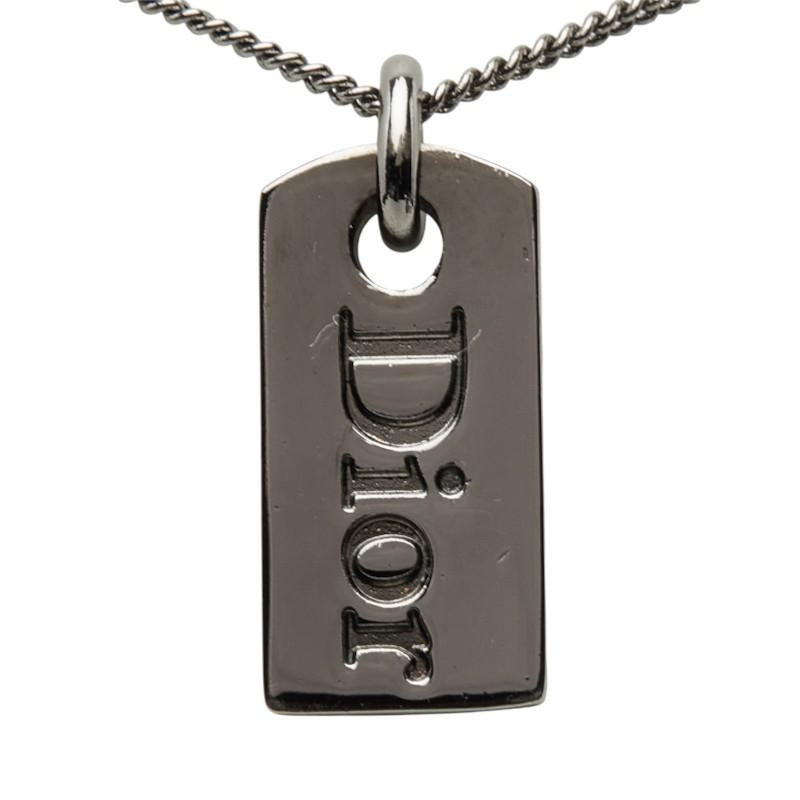 ディオール ロゴプレート ネックレス シルバー メタル レディース Dior