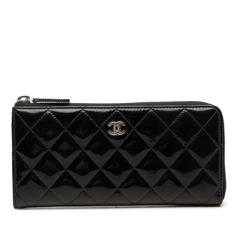 CHANEL（シャネル） ココマーク マトラッセ 長財布 ブラック パテント
