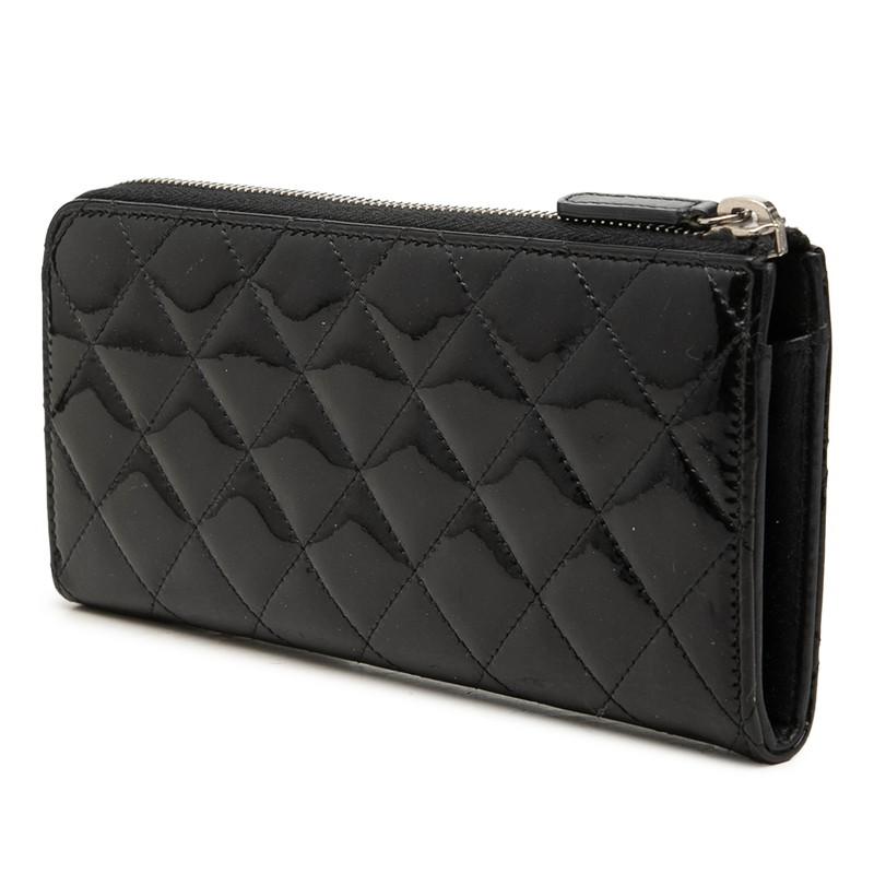 CHANEL パテントレザー 二つ折り長財布 ブラック CHANEL（シャネル） ココマーク マトラッセ 長財布 ブラック パテント