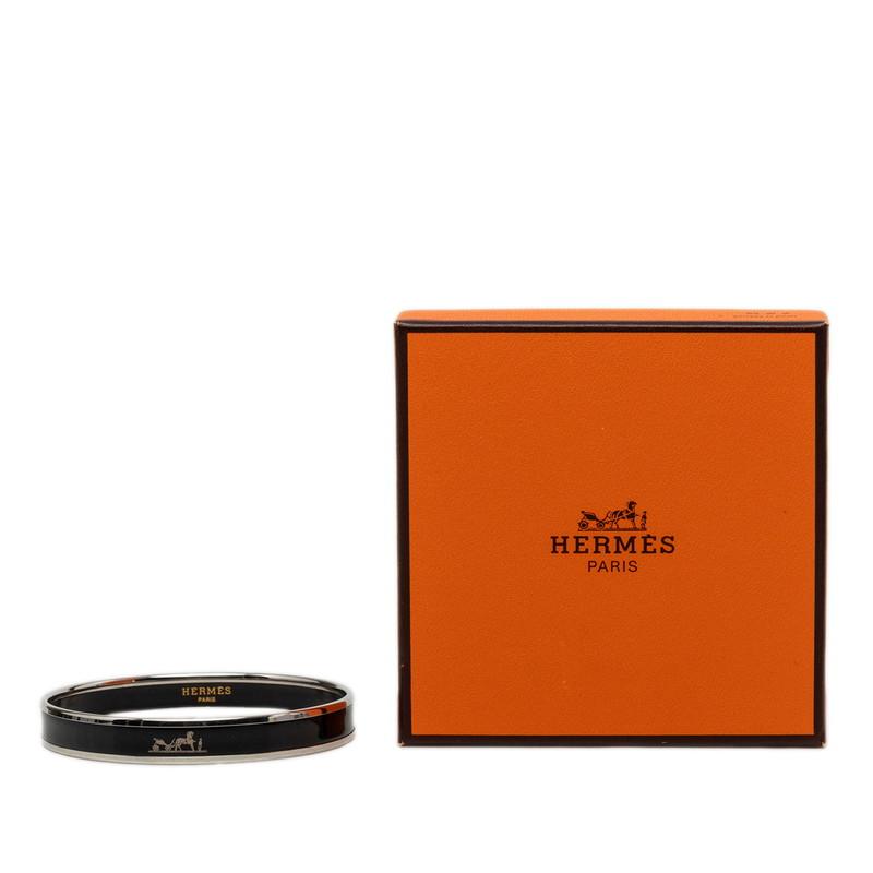 HERMES エルメス ブレスレット カレーシュ エマイユ バングル ブラック HERMES（エルメス） エマイユPM カレーシュ バングル シルバー