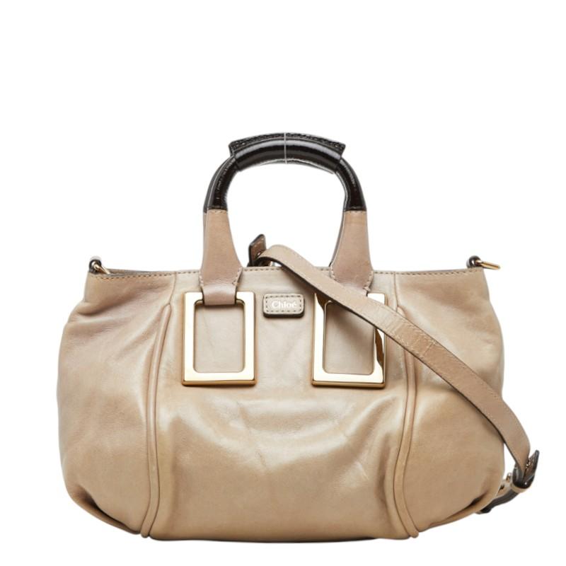 Chloe ショルダーバッグ ハンドバッグ 2way エテル ロゴ入り レザー Chloe（クロエ） エテル ハンドバッグ ショルダーバッグ 2WAY ベージュ