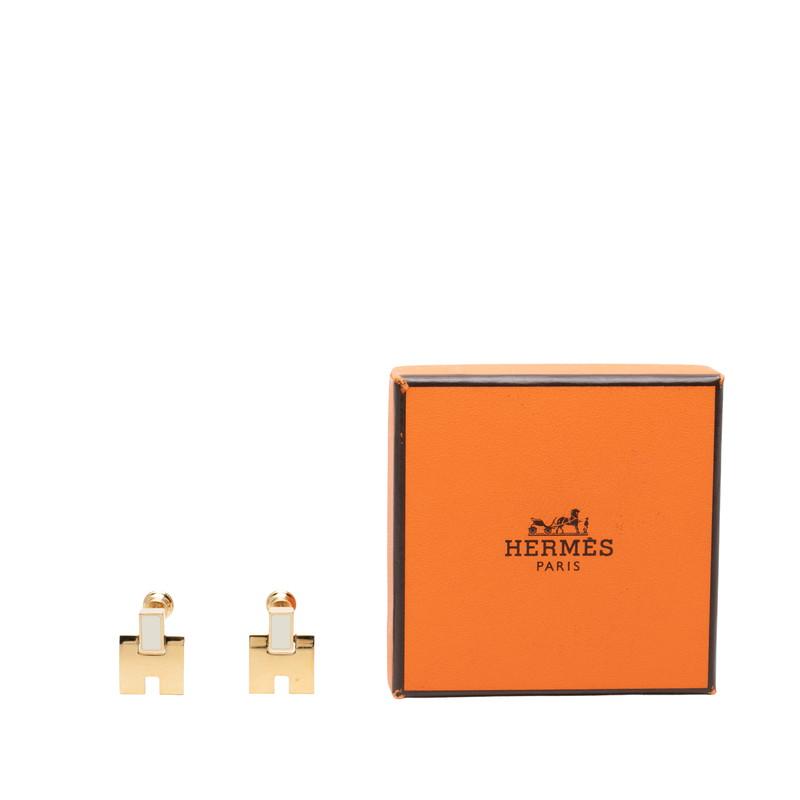 HERMES（エルメス） アイリーン ピアス ゴールド ホワイト メッキ