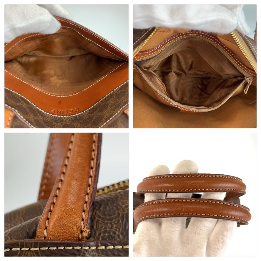 【美品】セリーヌ　マカダム　ハンドバッグ　ゴールド金具　PVC　レザー　ブラウン CELINE（セリーヌ） マカダム ハンドバッグ ブラウン ゴールド金具 PVC