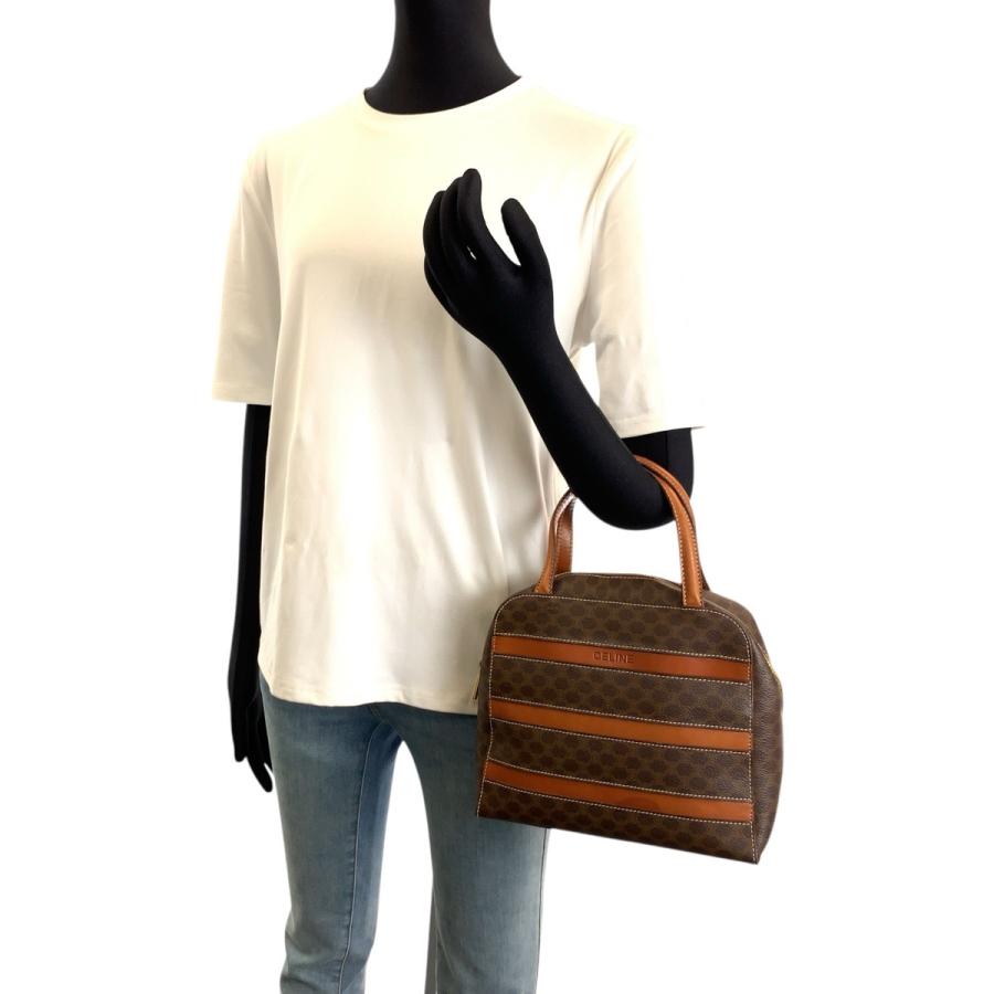CELINE（セリーヌ） マカダム ハンドバッグ ブラウン ゴールド金具 PVC
