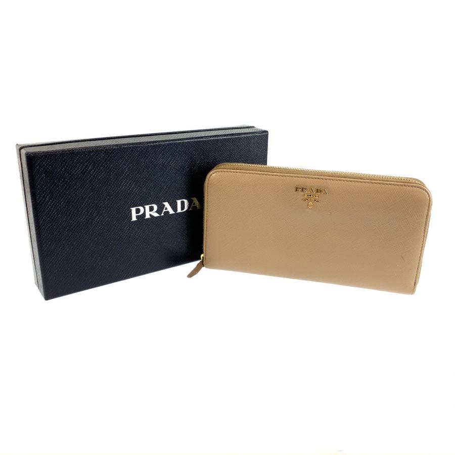 プラダ 長財布 サフィアーノレザー ゴールドロゴ 金具 ベージュ フラップ PRADA（プラダ） サフィアーノ 長財布 ロングウォレット ベージュ