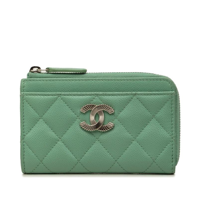 CHANEL マトラッセ ケース グリーン・お財布 CHANEL（シャネル） ココマーク マトラッセ L字ファスナー