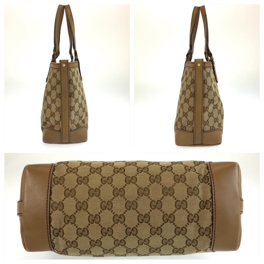 GUCCI GGキャンバス トートバッグ ベージュ×ブラウン シルバー金具 GUCCI（グッチ） GUCCI GGキャンバス トートバッグ ハンドバッグ