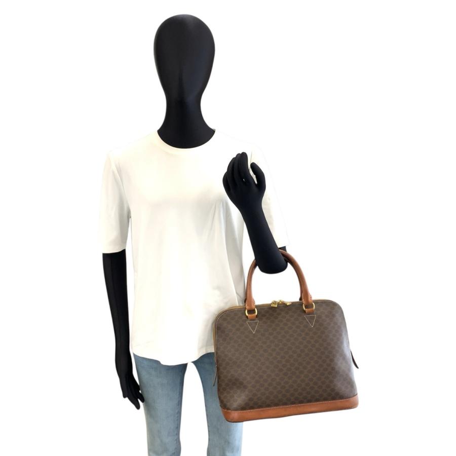 CELINE（セリーヌ） マカダム ハンドバッグ ブラウン ゴールド金具 PVC