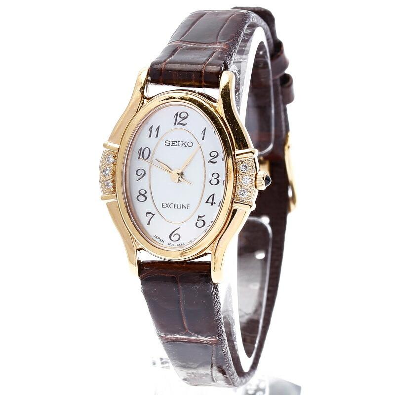 セイコー Excelne エクセリーヌ 6pダイヤ 1f21 Oabo Ss レザー 腕時計 レディース Seiko クオーツ ホワイトシェル文字盤 中古 1 銀座パリス Yahoo ショッピング店 通販 Yahoo ショッピング