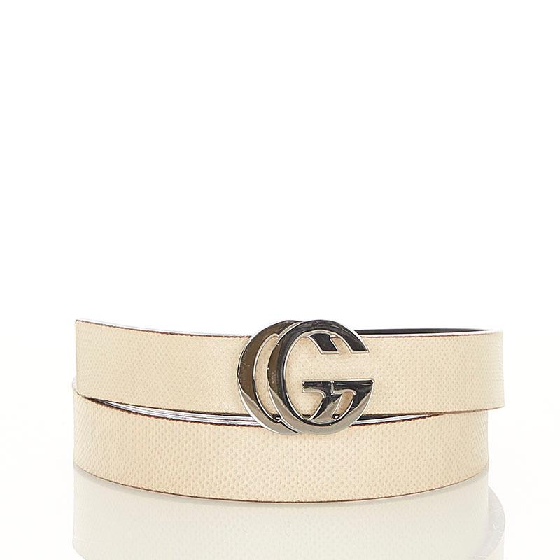 大人女性の ベルト レザー アイボリー ベージュ Ggマーモント グッチ あす着対応 レディース 中古 Gucci 財布 帽子 ファッション小物 Vinfra Es